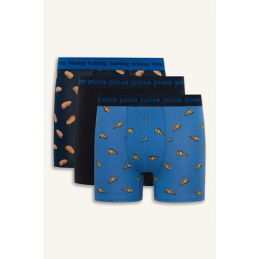DeFacto Regular Fit Yiyecek Baskılı 3'lü Boxer
