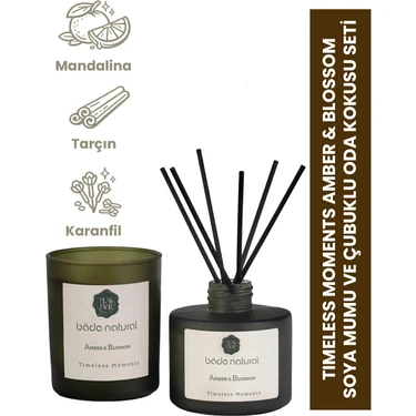 Bade Natural Timeless Moments Amber & Blossom Soya Mumu ve Çubuklu Oda