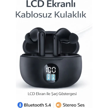 Mo Dou LCD Ekranlı Kablosuz Bluetooth Kulaklık, Şarj Göstergeli Tws Stereo Kulak Içi Universal