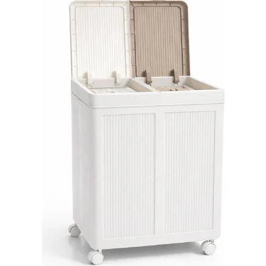 Follow Me Tekerli Çift Bölmeli Çamaşır Sepeti