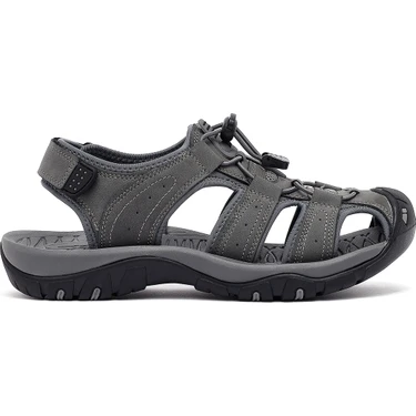Derimod Erkek Gri Deri Sandalet