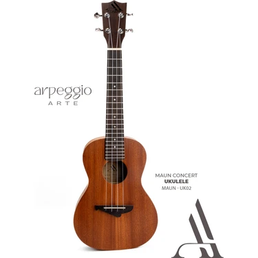 Arpeggio Arte UK02 Maun Kaplama Concert Ukulele – Başlangıç ve Hobi Için – Siyah Kılıf