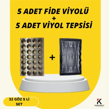 Karaoğlu Vakum Ambalaj 5 Adet Fide Viyolü + 5 Adet Viyol Tepsisi Set Fidelik Fide Yetiştirme Seti