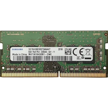 Samsung 8GB DDR4 SODIMM 3200MHz Oyun ve Tasarım Uyumlu Ram Kapasitesi