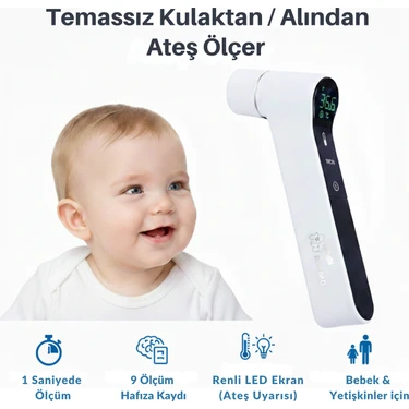 Bebebao Protemp Medikal Dijital Ateş Ölçer – Kulaktan ve Alından Ölçüm, Temassız