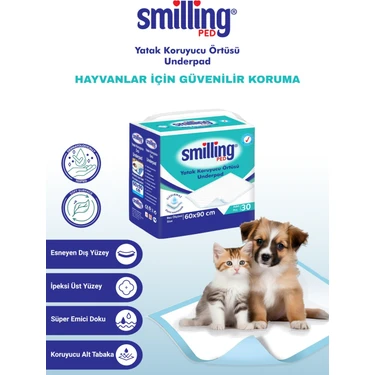 Smilling Ped 60x90 Cm Kedi Köpek Çiş Pedi 30 Adet ( 39-40 Gr) (SÜPER EMİCİ