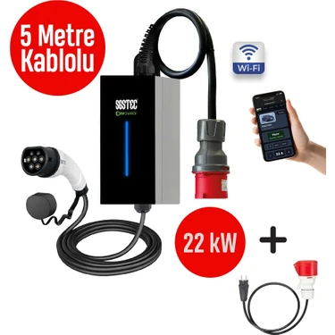 SGSTEC Home 22kW 5Metre Kablolu Taşınabilir Elektrikli Araç Şarj