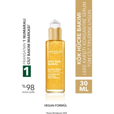 Yves Rocher Konsantre Serum-Hyaluronik Asit-Yaşlanma ve Leke Karşıtı Bitki Kök Hücre Bakımı Anti