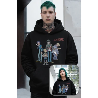 Fuddy Moda Unisex Gorillaz Baskılı Kapüşonlu Sweatshirt, Fiyatı
