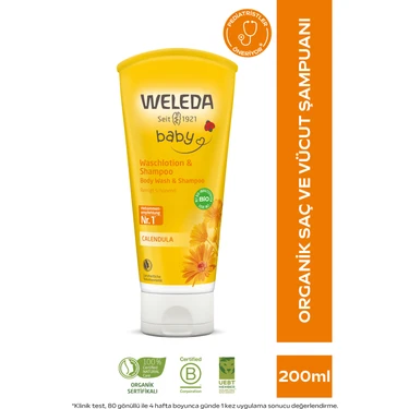 Weleda 200 ml Saç ve Vücut Şampuanı Calendula Göz Yakmayan Formül ile Dermatolojik Test
