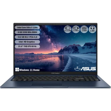 Asus Vivobook 15 X1504VA-BQ3970W Intel Core 5 120Ultra 8 GB 512GB SSD 15.6'' FHD Windows 11