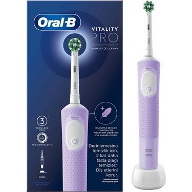 Oral-B Şarjlı Diş Fırçası Vitality Pro Lila 1 Parça Diş Fırçası Kabı ile Üstün