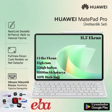 Huawei Matepad Pro 11.5"s 12GB Ram - 256GB, 144Hz Akıcı Ekran Papermatte, Klavye + M-Pencil Dahil,