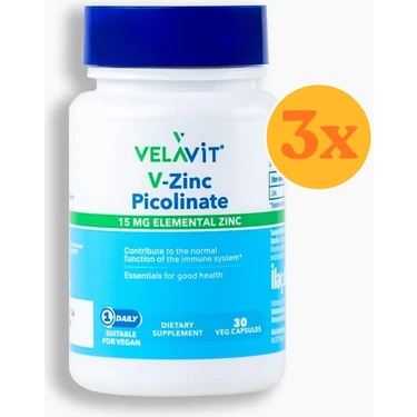 Velavit V- Zinc Picolinate - Çinko İçeren - 30 Kapsül - 3 Fiyatı