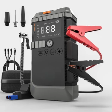 Smayling 4000A Akü Takviye Cihazı 150 Psı Hava Kompresörü 12V Araç Jump Starter 12000MAH Powerbank