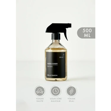 Bella Maison Warm Amber Oda Spreyi 500 ml Oryantal Koku Tipi ile Yüksek Kalite ve Uzun Süre
