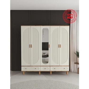 T&B Soho 5 Kapaklı Çekmeceli Gardırop - Tamamı