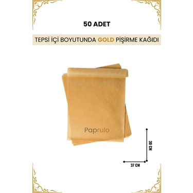 Paprulo Ağartılmamış Fırın Pişirme Kağıdı 50 Adet Tepsi Içi Botuyunda 37X30 L Boy Gold
