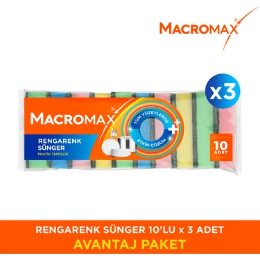 Macromax Rengarenk Sünger 30'lu Avantaj