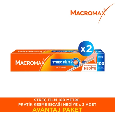Macromax 100 mt Streç Film Kesme Bıçak Hediyeli X2