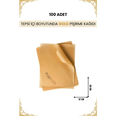 Paprulo Ağartılmamış Fırın Pişirme Kağıdı 100 Adet Tepsi Içi Boyutunda 37X30 L Boy Gold