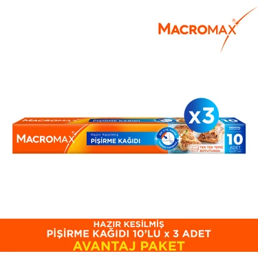 Macromax 10'lu Hazır Kesilmiş Pişirme Kağıdı -