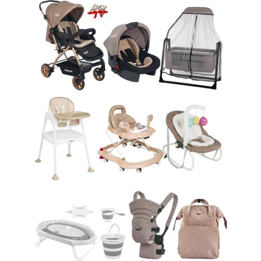 Tommybaby Travel Sistem Bebek Arabası 14 Parça Çeyiz Seti Katlanabilir 0-25 kg Taşıma