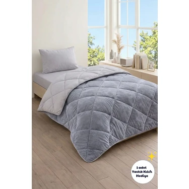 Formeya Tek Kişilik Lüx Gri Wellsoft Yorgan Çift Taraflı 155x215 cm (Yastık Kılıfı