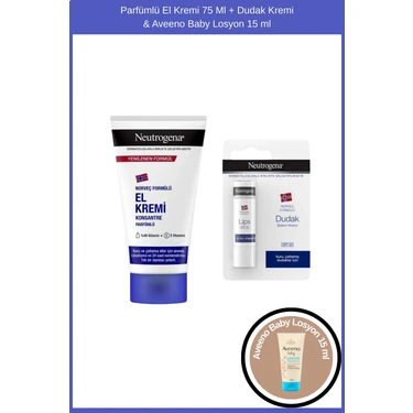 Neutrogena Parfümlü El Kremi 75 Ml + Dudak Kremi & Aveeno Baby Losyon 15