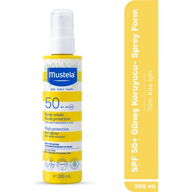 Mustela SPF 50+ Yüksek Koruma Suya Dayanıklı Güneş Spreyi 200 ml  Tüm Ciltler ve Aile