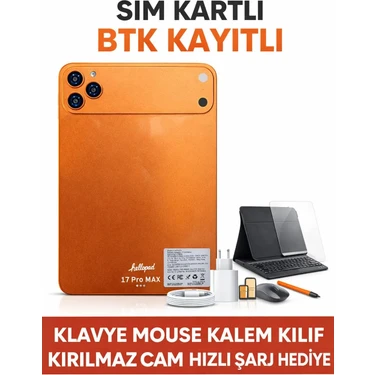 asfteknoloji 17 Pro Max Tablet 32GB Ram 1tb Hafıza | Sim Kartlı Btk Kayıtlı | Klavye Mouse Kalem