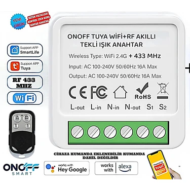 ONOFFSMART Tuya Destekli Akıllı Wifi 16 Amperiki Yönlü Işık
