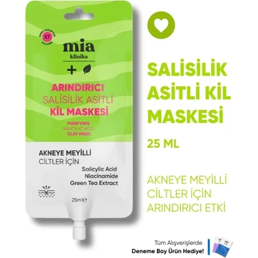 Mia Klinika 25 ML Arındırıcı Salisilik Asitli Kil Maskesi Akneli Ciltler İçin Özel