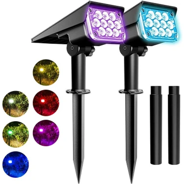 Gaman 10 LED Solar Kazıklı Rgb Bahçe Dekorasyon Lambası Su Geçirmez Güneş Enerjili Bahçe Armatürü 1