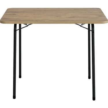 Bofigo Çam Desenli Katlanır Masa Ahşap Metal 60 x 80 cm Balkon Bahçe Piknik
