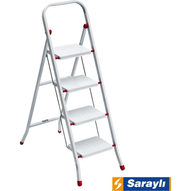 Saraylı Metal Merdiven 4 Basamaklı Beyaz Malzeme ile Güvenli Kullanım ve Kaymaz