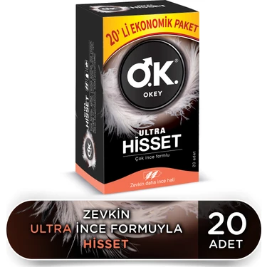 Okey Ultra Hisset 20'li Vanilya Aromalı Prezervatif Çok İnce Yapısıyla