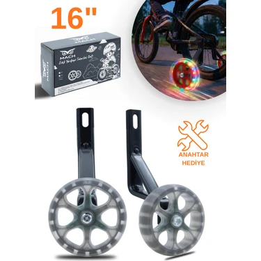 Mach 16 Jant Bisiklet Uyumlu Işıklı Yan Destek Tekerleği, Yardımcı Tekerlek