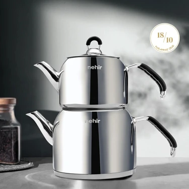 Nehir Modern Midi Orta Boy 1-2 Lt. Paslanmaz Çelik Çaydanlık