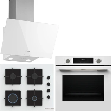Bosch Beyaz 3 Lü Ankastre Set 483 ( HUA717BV0T - POP6C2P31O - DWK63PJ20T ) - Buhar Destekli