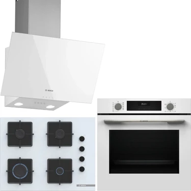 Bosch Beyaz 3 Lü Ankastre Set 399 ( HUA717BV0T - POP7C2P30O - DWK63PJ20T  ) 67CM Ocak - Buhar