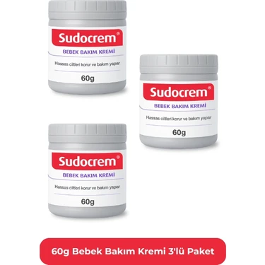 Sudocrem Bebek Bakım Kremi 60 gr Pişik Önleyici Tüm Ciltler İçin 3 Adet