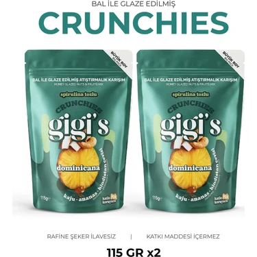 Gigis Food Bal Glazeli Spirulina Tozu Kaju, Ananas ve Hindistan Cevizli Atıştırmalık - Kuruyemiş ve