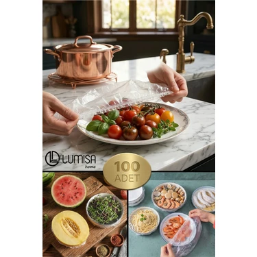 Lumisa Home LKS-4002 100 Adet Pratik Tazeliği Koruyan Tencere ve Tabak Bonesi | Çok Amaçlı Kapak