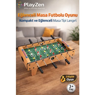 PlayZen Ahşap Langırt Ayaklı – Profesyonel Masa Futbolu Oyunu | Çocuk ve Yetişkin 68X36X25