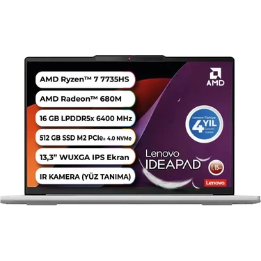 Lenovo Ideapad Slim 5 Amd Ryzen 7 7735HS 16 GB LPDDR5X 6400 Mhz 512 GB Freedos 13.3 Inç