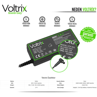 Voltrix Asus Tuf - Rog ADP-200JB D 6.0mm ile Uyumlu Adaptör, Fiyatı