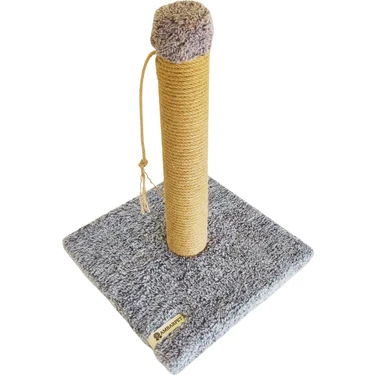 ‎AmbarPet AmbarPet Kedi Tırmalama Tahtası 42 cm Gri Jüt ve Welsoft Kumaş ile