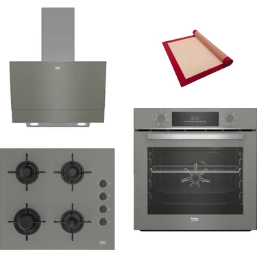 Beko New Grey Star 3lü Ankastre Set ( Bfc 330 G - Bocd T 6011 Eg - Bde 6050 G ) - Silikon Yanmaz