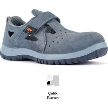 Mekap Pro Jeriko 234-01 S1 Src Süet Deri Çelik Burun Sandalet Tip Yazlık Iş